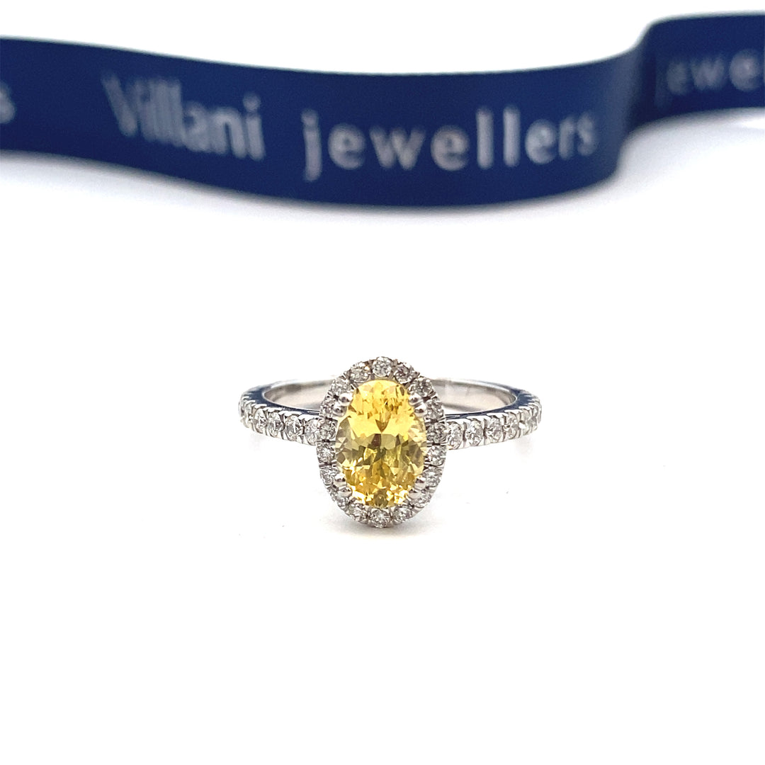 18ct White Gold Yellow Sapphire Ring