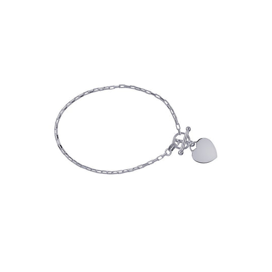 Sterling Silver Heart Toggle Bracelet