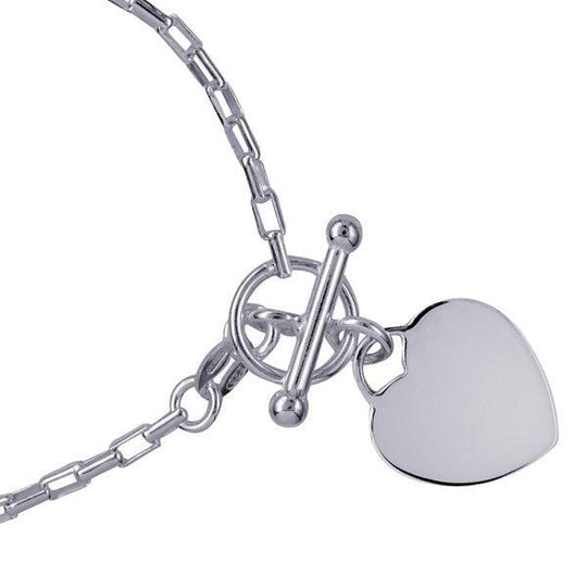 Sterling Silver Heart Toggle Bracelet