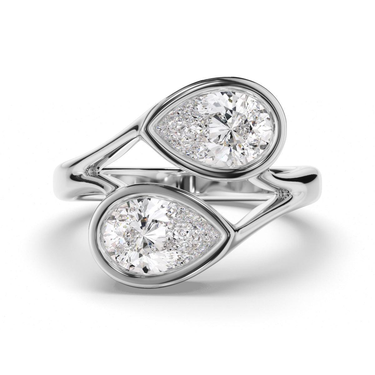 Pear Cut Diamond Toi et Moi Engagement Ring