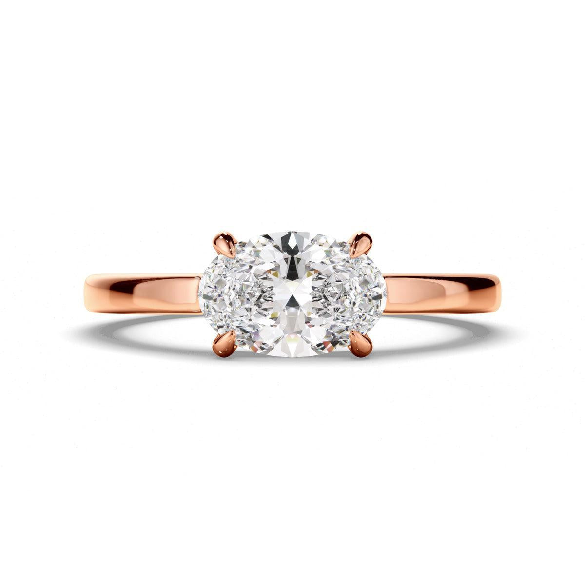 Oval Cut Diamond Solitaire East West Set Engagement Ring