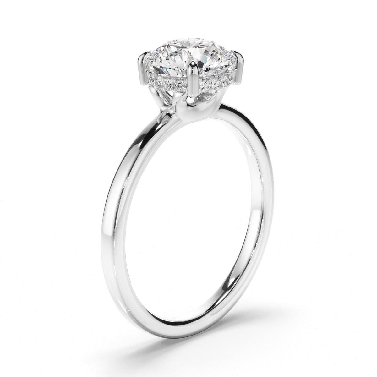 Round Brilliant Cut Diamond Hidden Halo Engagement Ring