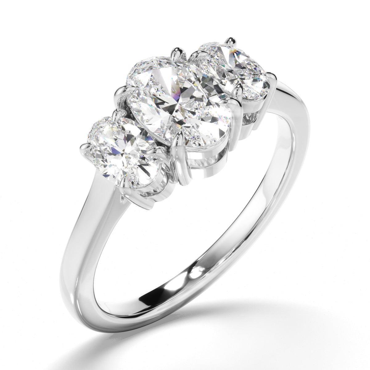 Oval Cut Diamond Trilogy Engagement Ring