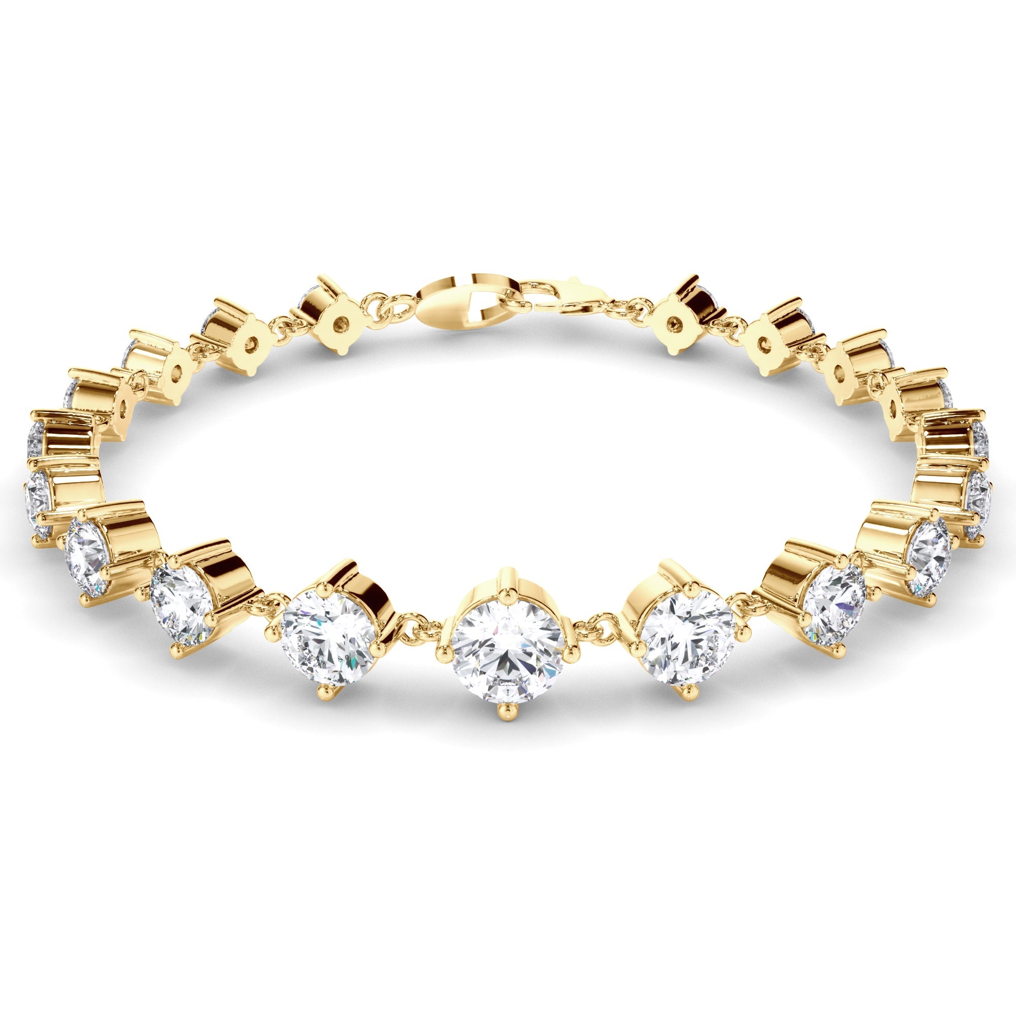 Round Brilliant Cut Natural Mined Diamond Tennis Bracelet