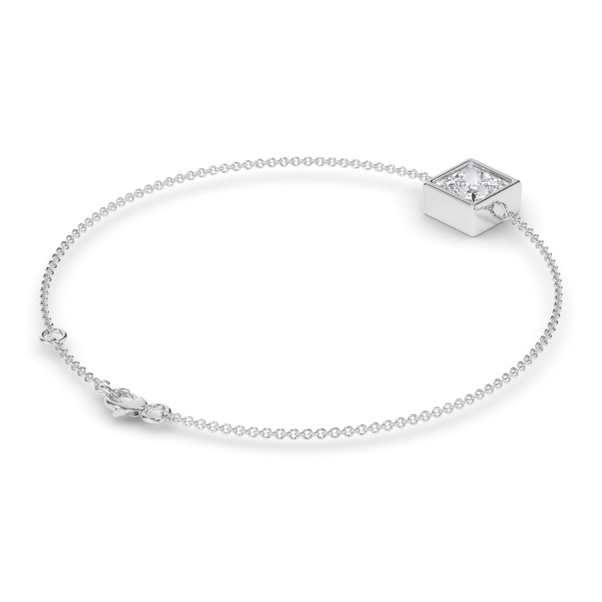 Princess Cut Diamond Bezel Set Bracelet