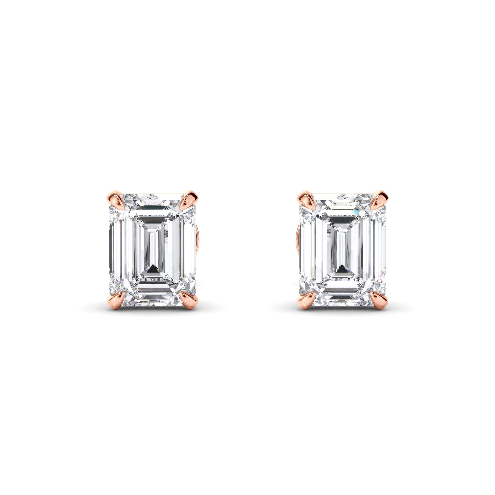 Emerald Cut Diamond Stud Earrings