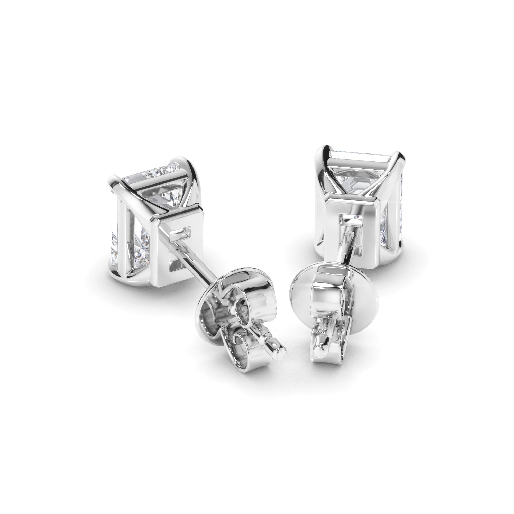 Emerald Cut Diamond Stud Earrings