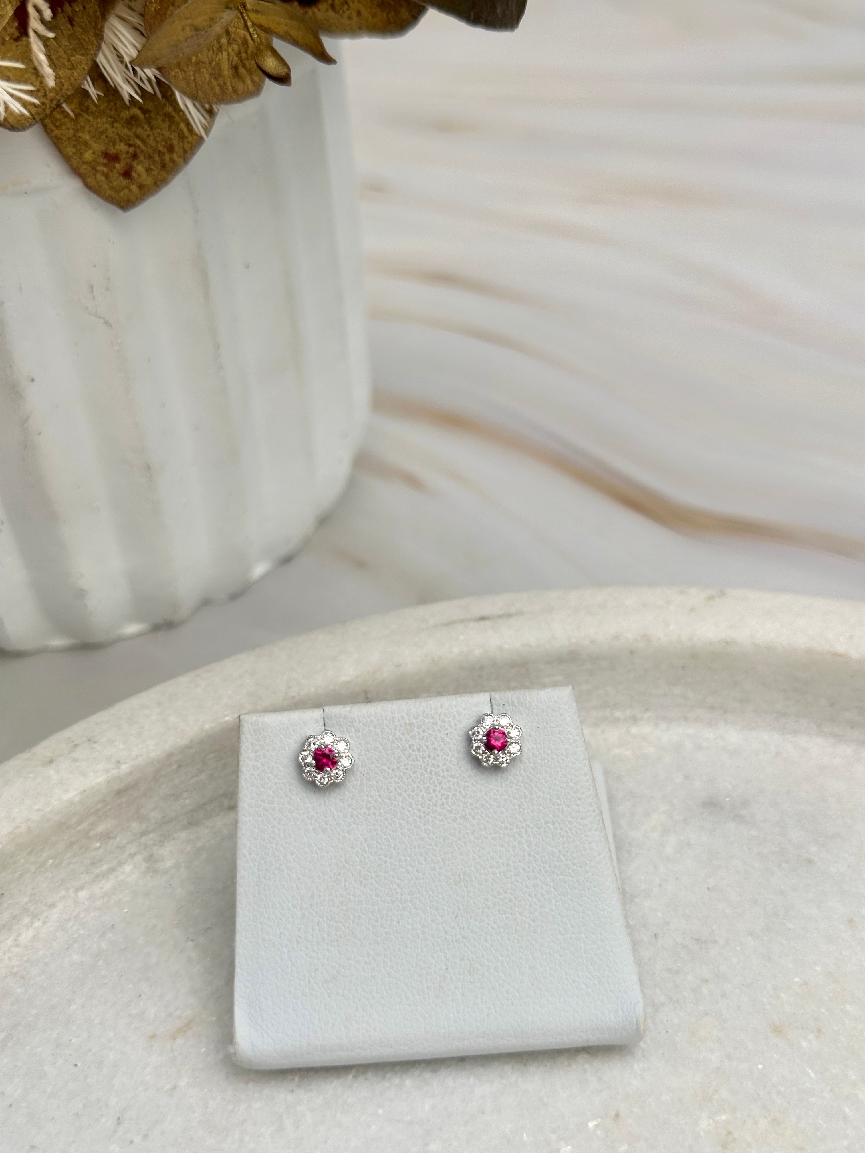 18ct White Gold Ruby and Diamond Earrings