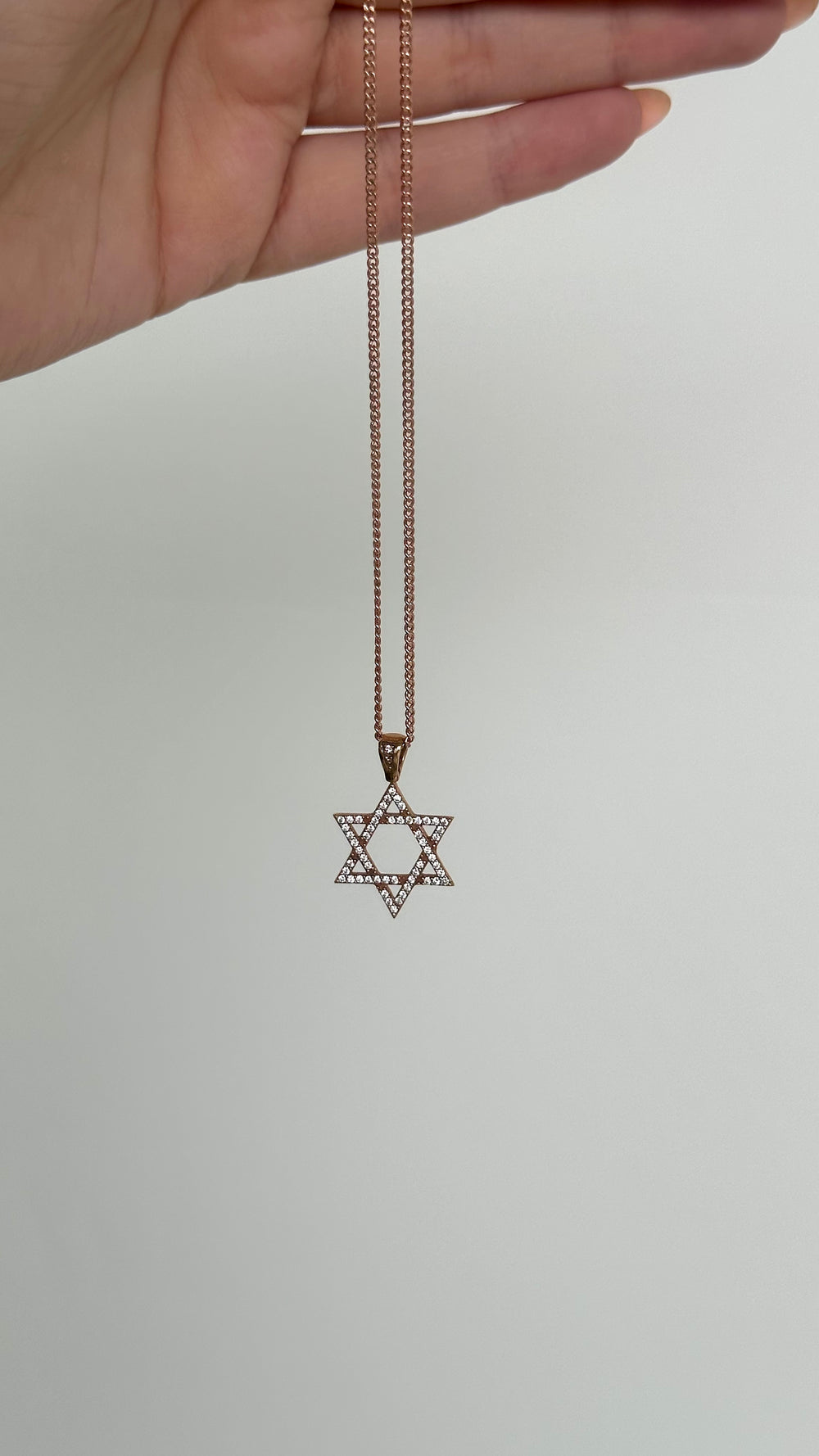 9ct Rose Gold Star of David with Cubic Zirconias