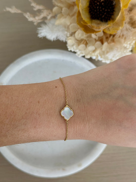 Yellow Gold Mother of Pearl Clover/Quatrefoil Bracelet