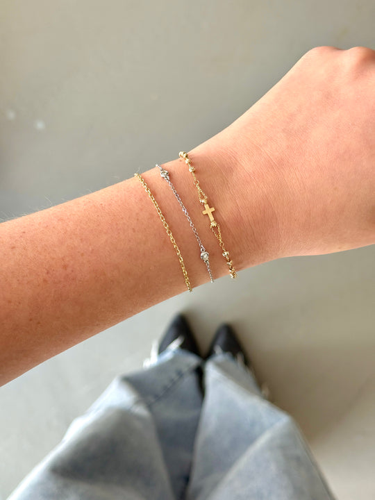 9ct Three Tone Rosary Bracelet