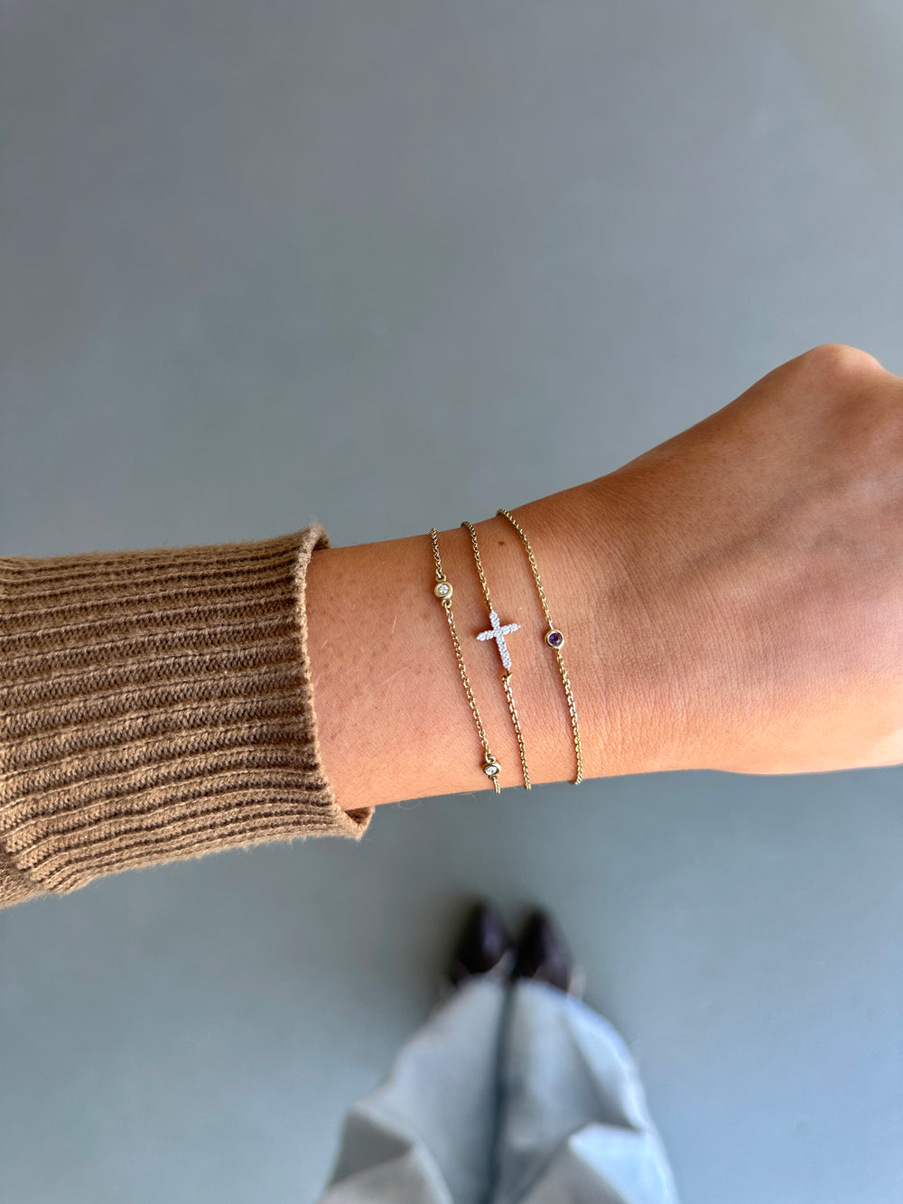 18ct Gold Diamond Station Bracelet
