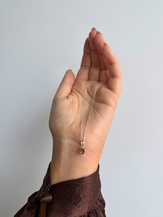 Sterling Silver Oval Pink Tourmaline Pendant with Chain