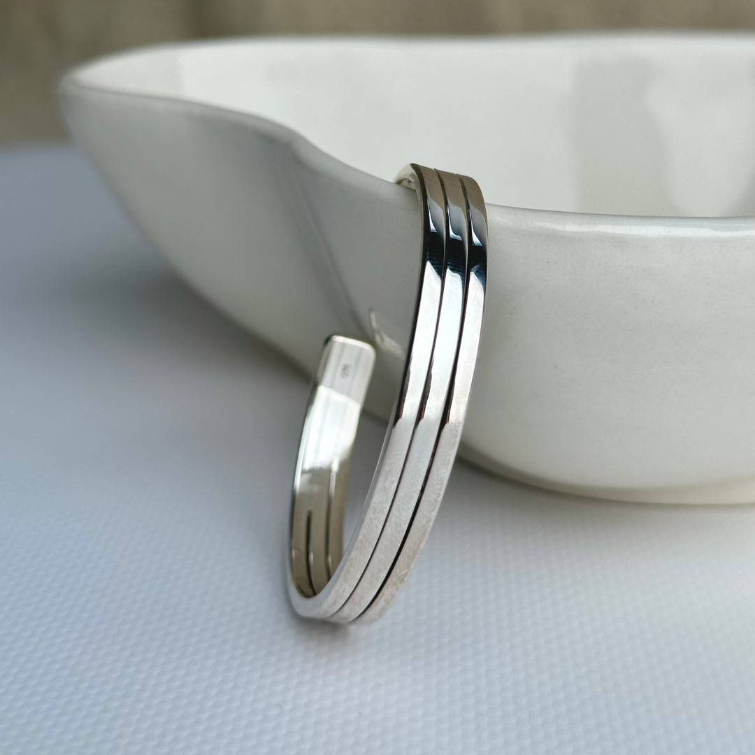 Unisex Sterling Silver Cuff Bangle