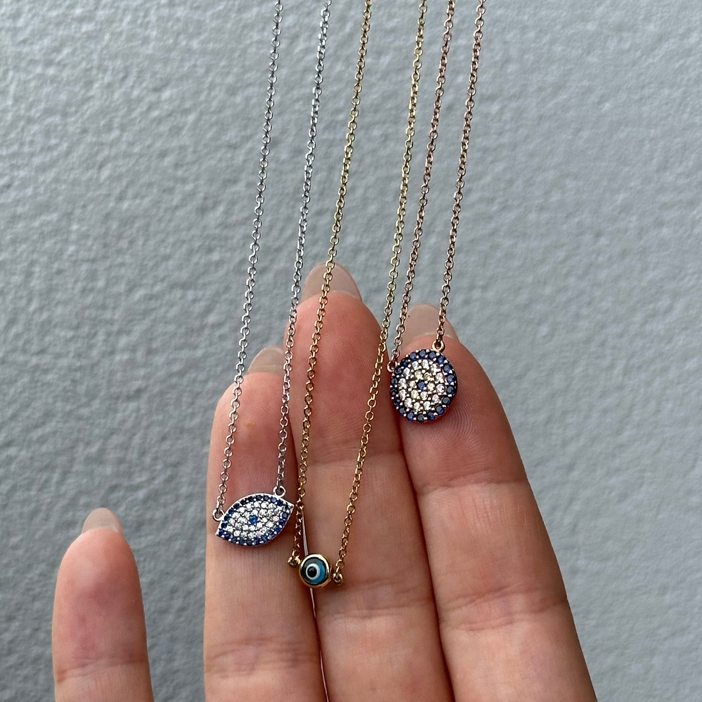 9ct Rose Gold Cubic Zirconia Mati / Evil Eye Necklace