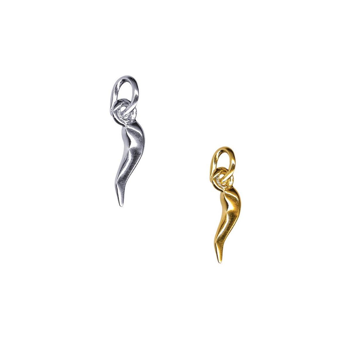 Yellow Gold or Sterling Silver Horn of Plenty (Corno / Cornicello) Pendant (Extra Small)