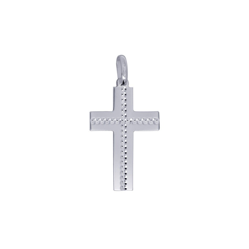 Sterling Silver Etched Design Large Cross Pendant