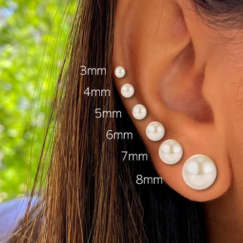 9ct Button Pearl Stud Earrings