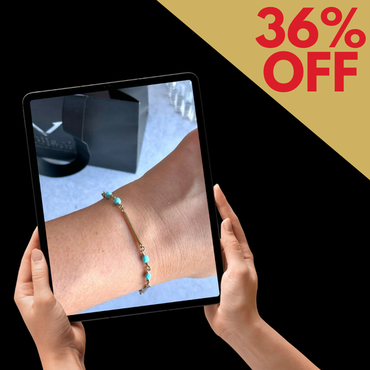 9ct Yellow Gold Turquoise Bead Bracelet