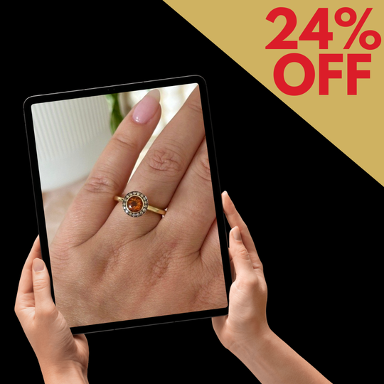 18ct Yellow Gold Citrine and Diamond Halo ring