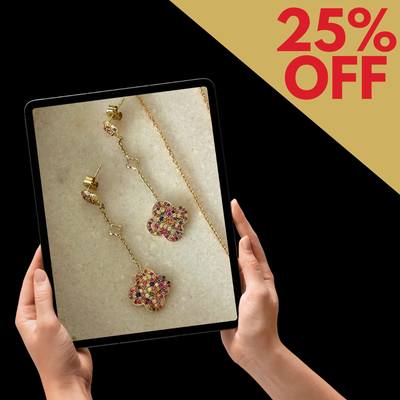 9ct Yellow Gold Multi-Colour Sapphire Clover Drop Earrings