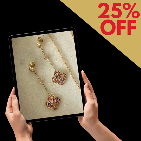 9ct Yellow Gold Multi-Colour Sapphire Clover Drop Earrings