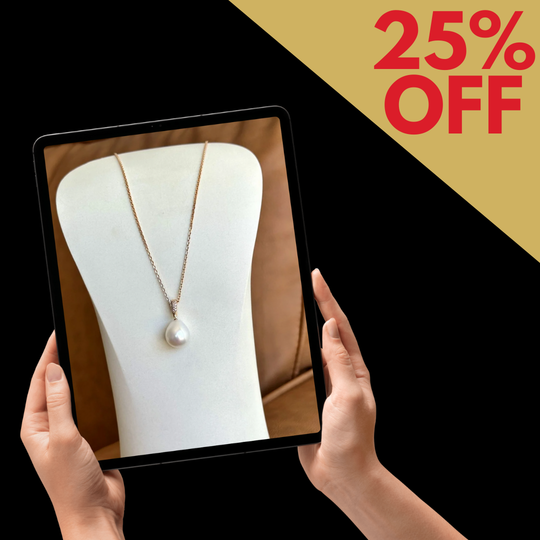 18ct Rose Gold Pink Diamond & South Sea Pearl Enhancer and Chain