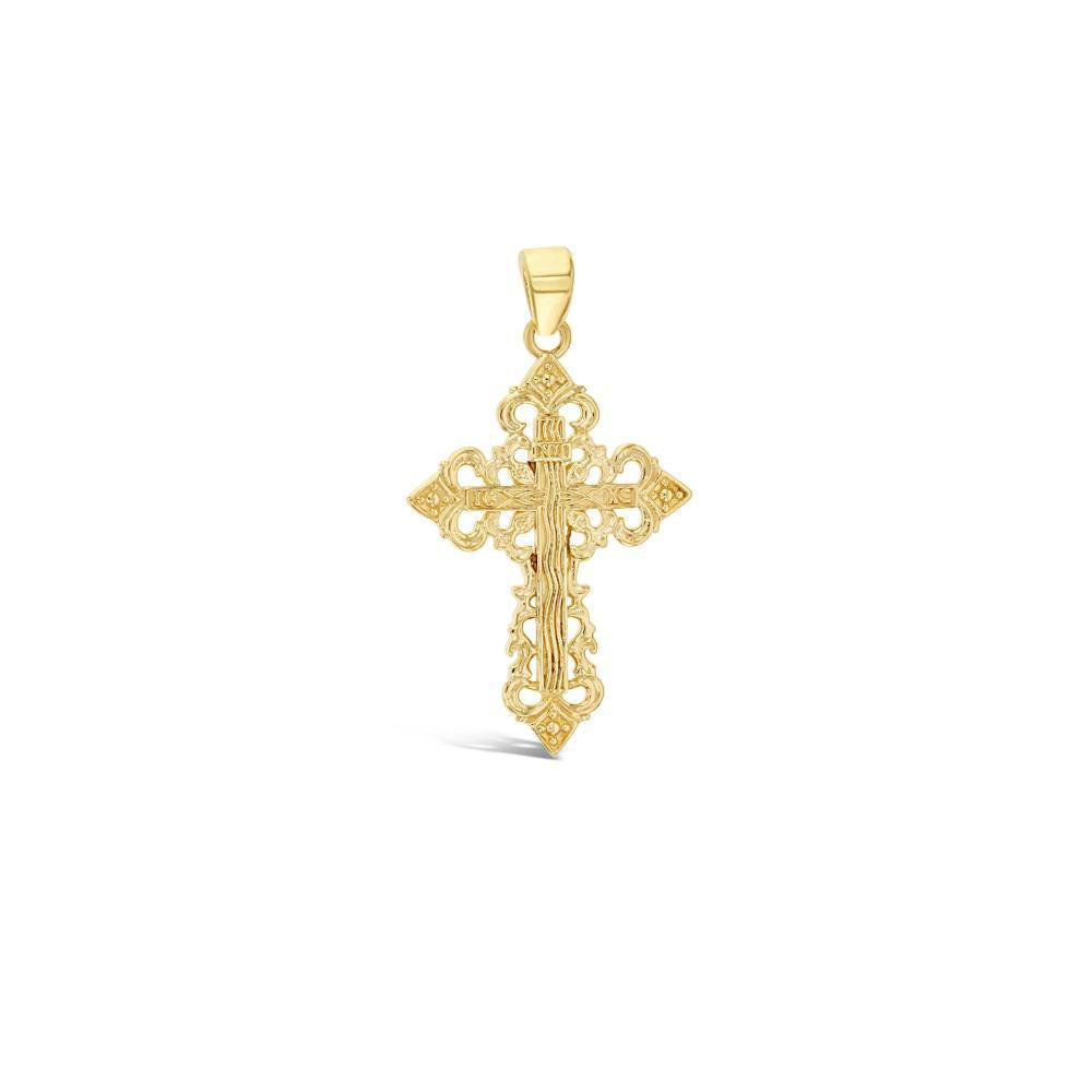 9ct Yellow Gold Antique Filigree Cross Medallion