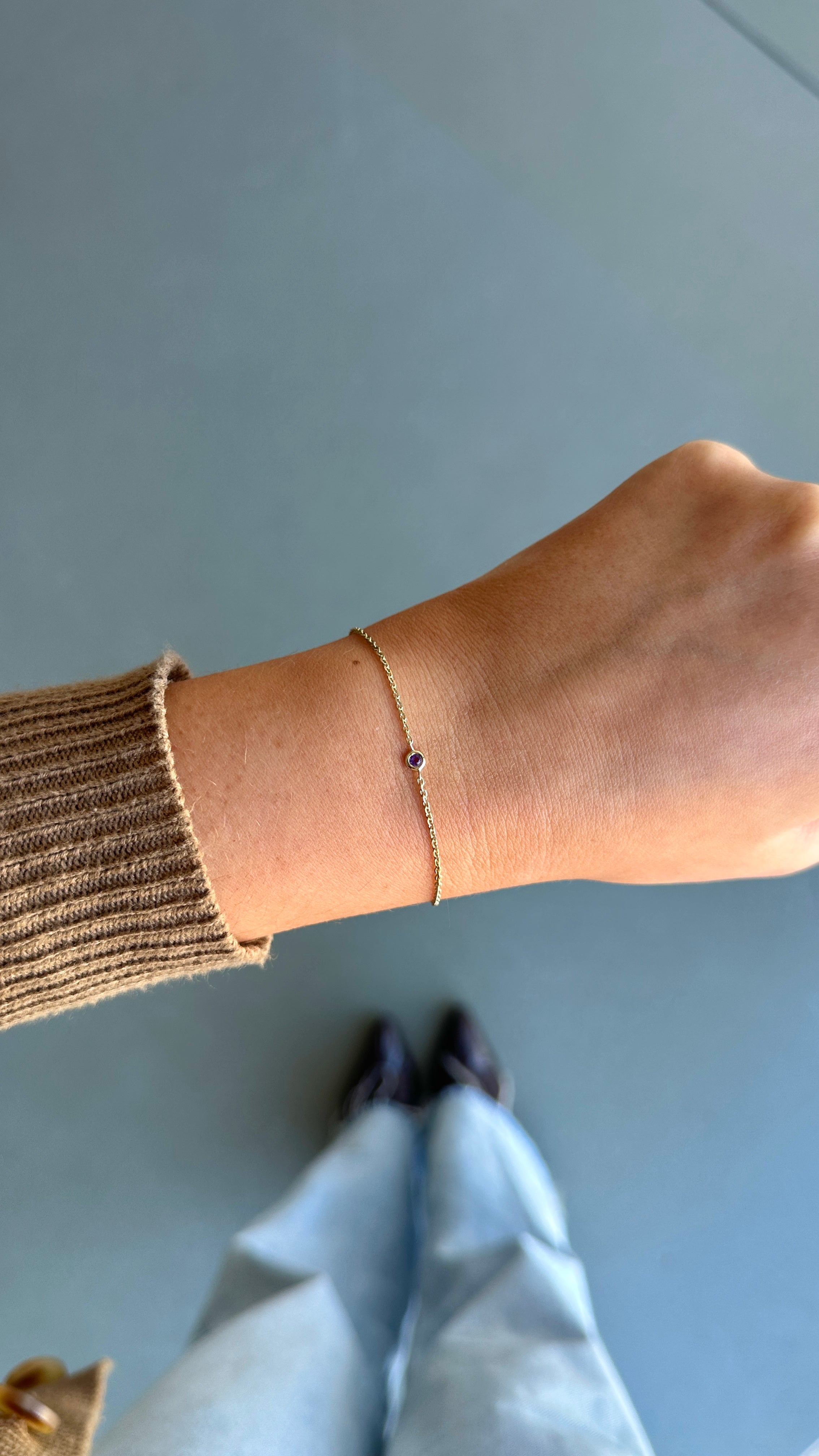 9ct Yellow Gold Birthstone Bracelet – 12 Birthstones Available