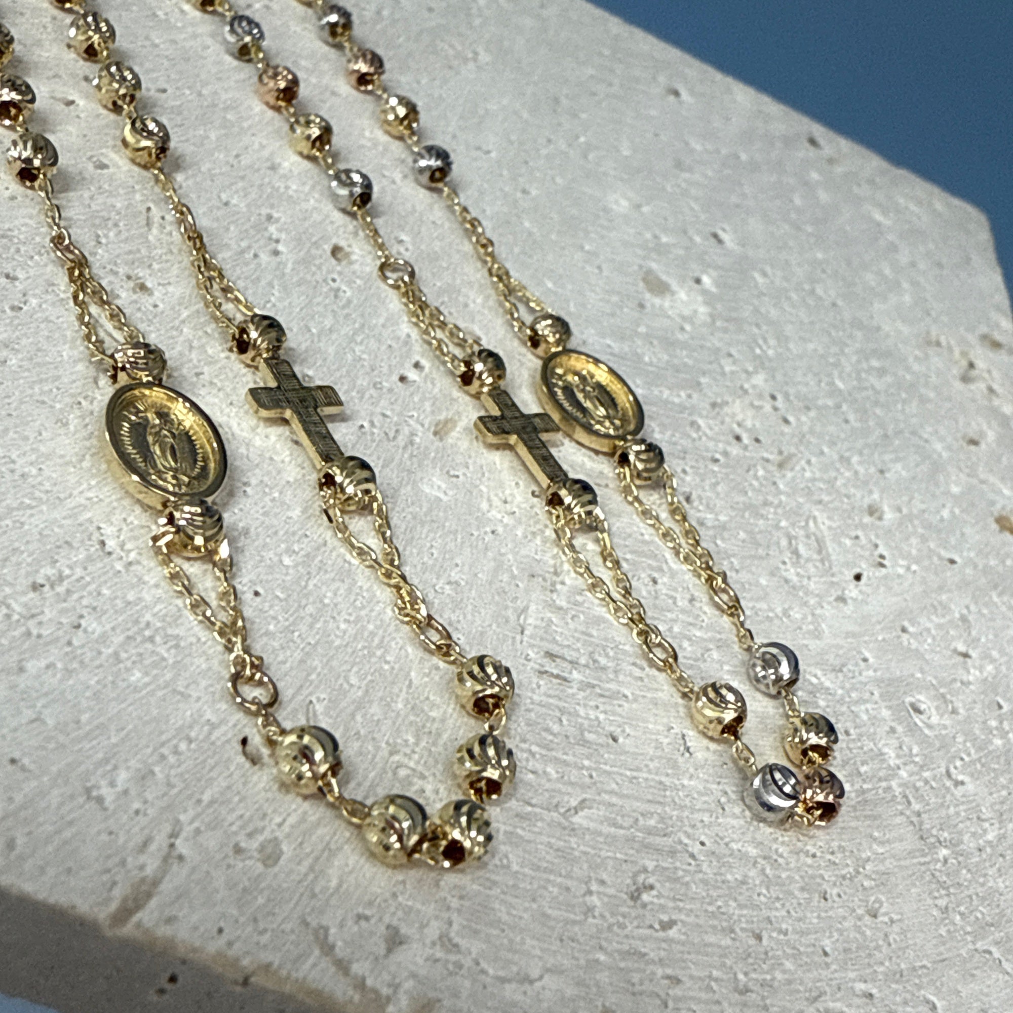 9ct Three Tone Rosary Bracelet