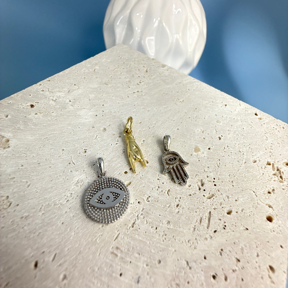 9ct White Gold Evil Eye (Mati) Pendant