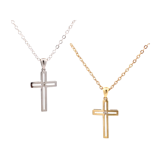 Sophisticated 9ct Gold Diamond Cross Pendant