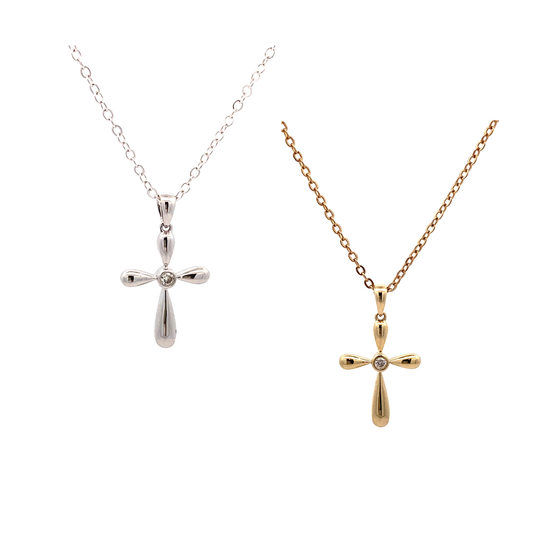 Elegant 9ct Gold Diamond Cross Pendant