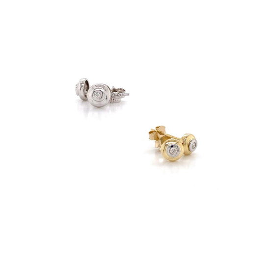 9ct Gold Double Bezel set Diamond Earrings