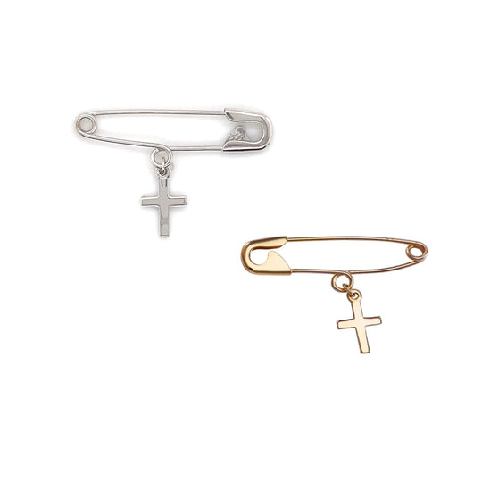 Gold Baby Pin with Cross