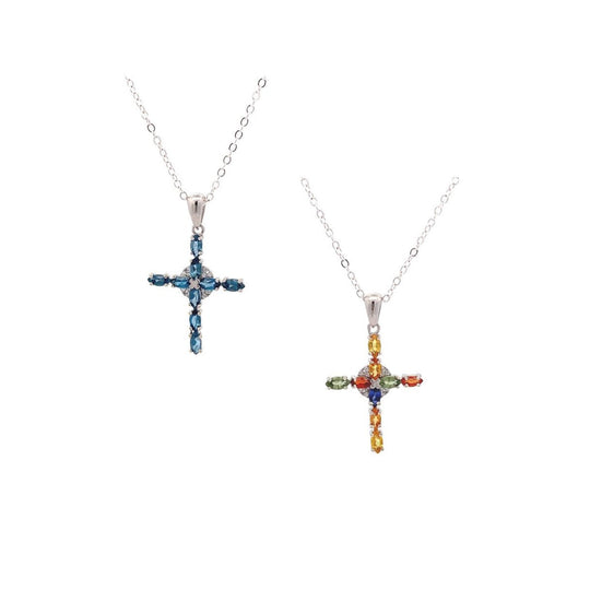 Sterling Silver Gemstone Cross