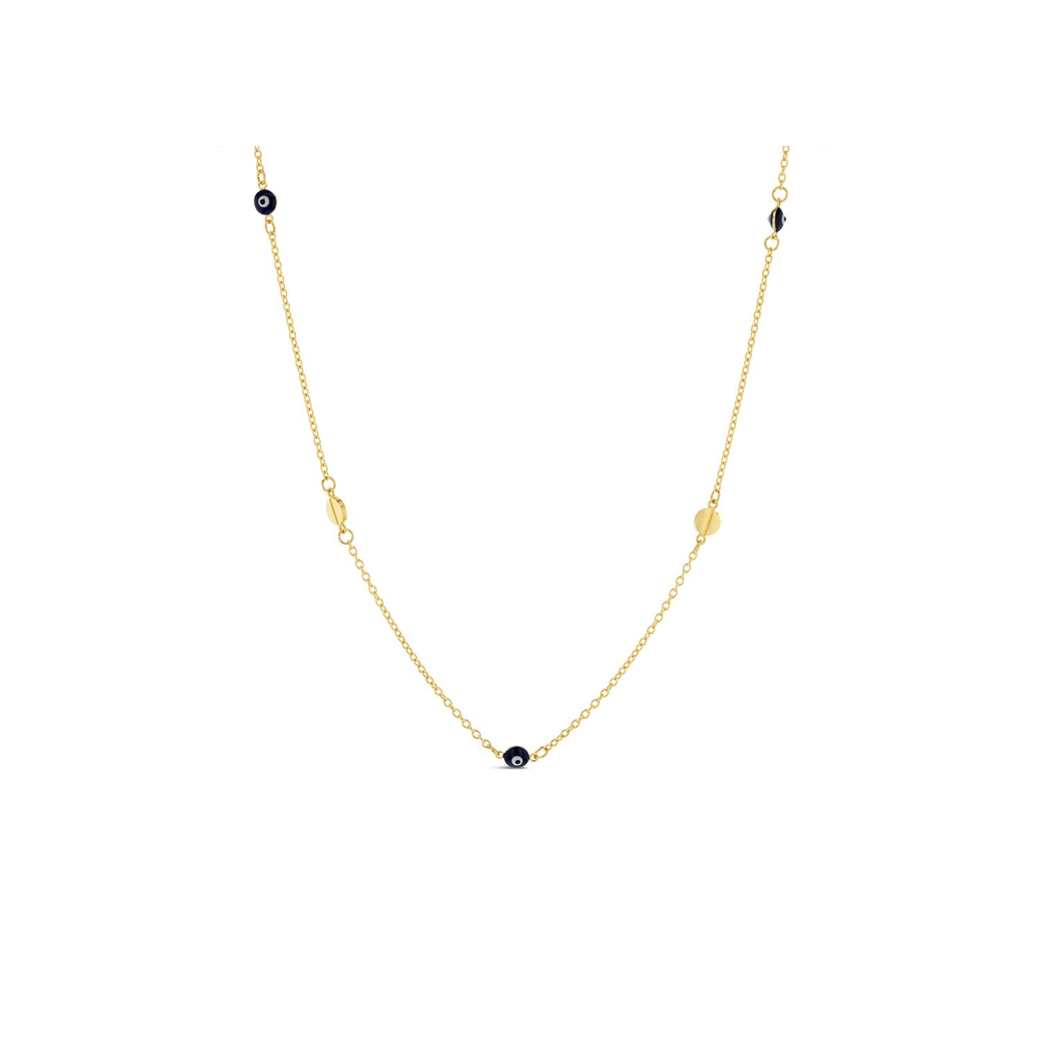 9ct Yellow Gold Evil Eye & Disc Necklace