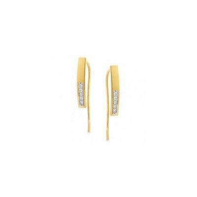 9ct Gold Diamond Bar Earrings