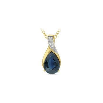 9ct Yellow Gold Diamond and Sapphire Pendant