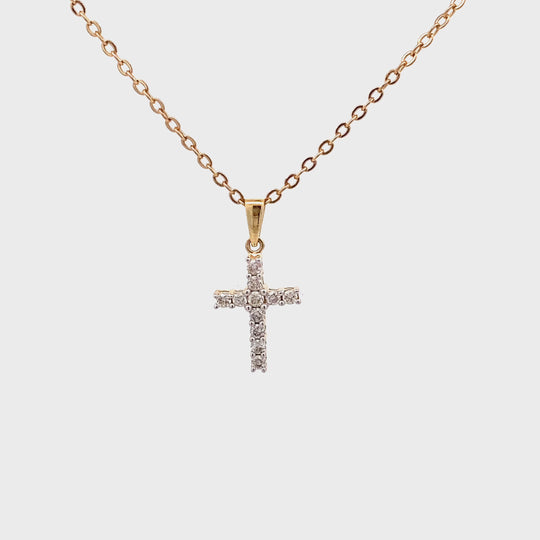 Radiant 9ct Gold Diamond Cross Pendant