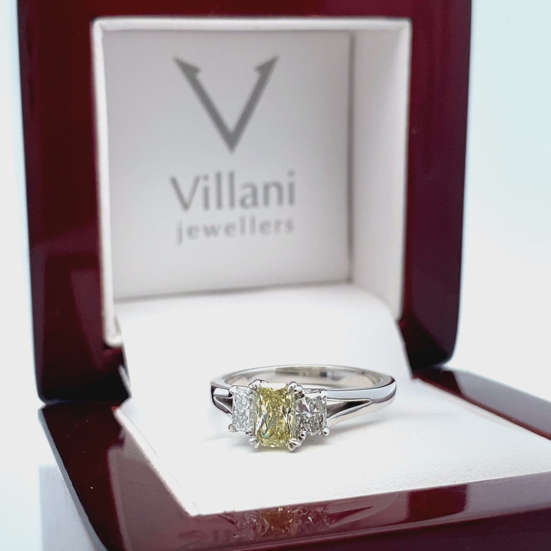 18ct White Gold 1.14ct White & Yellow Diamond Trilogy Ring