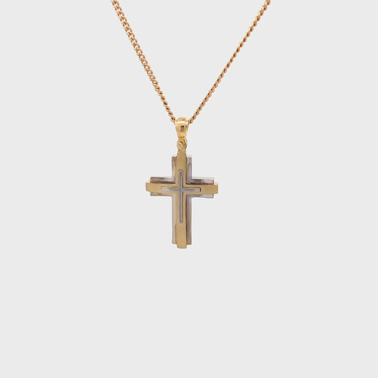 18ct Two Tone Modern Cross