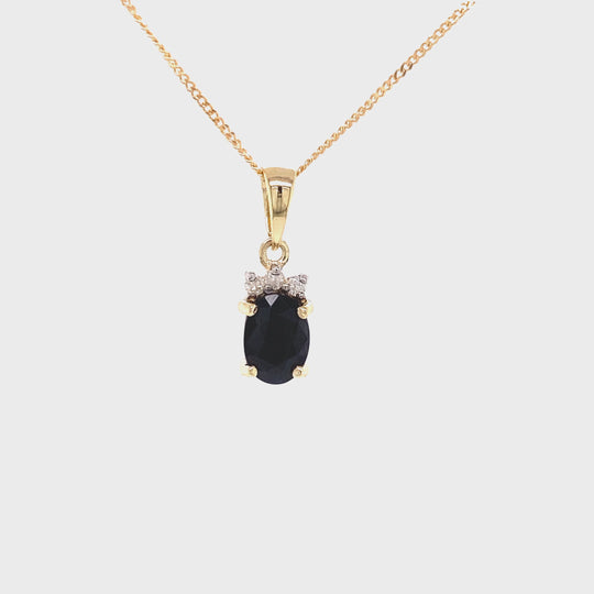 9ct Yellow Gold Sapphire and Diamond Pendant