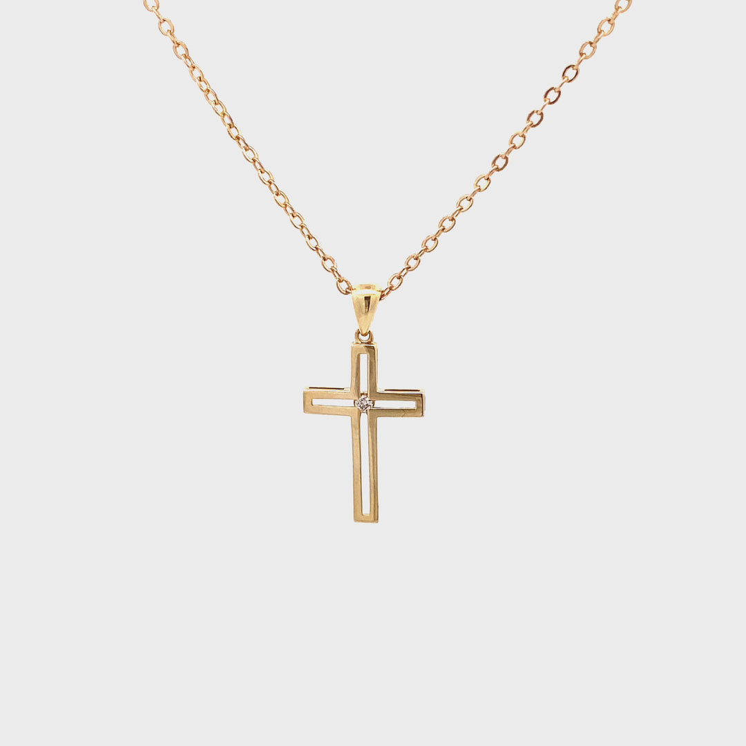 Sophisticated 9ct Gold Diamond Cross Pendant