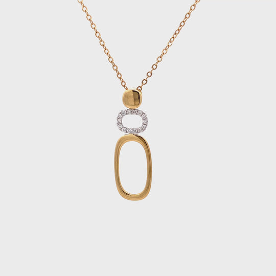 18ct Yellow Gold Modern Geometric Necklace with Natural Diamonds