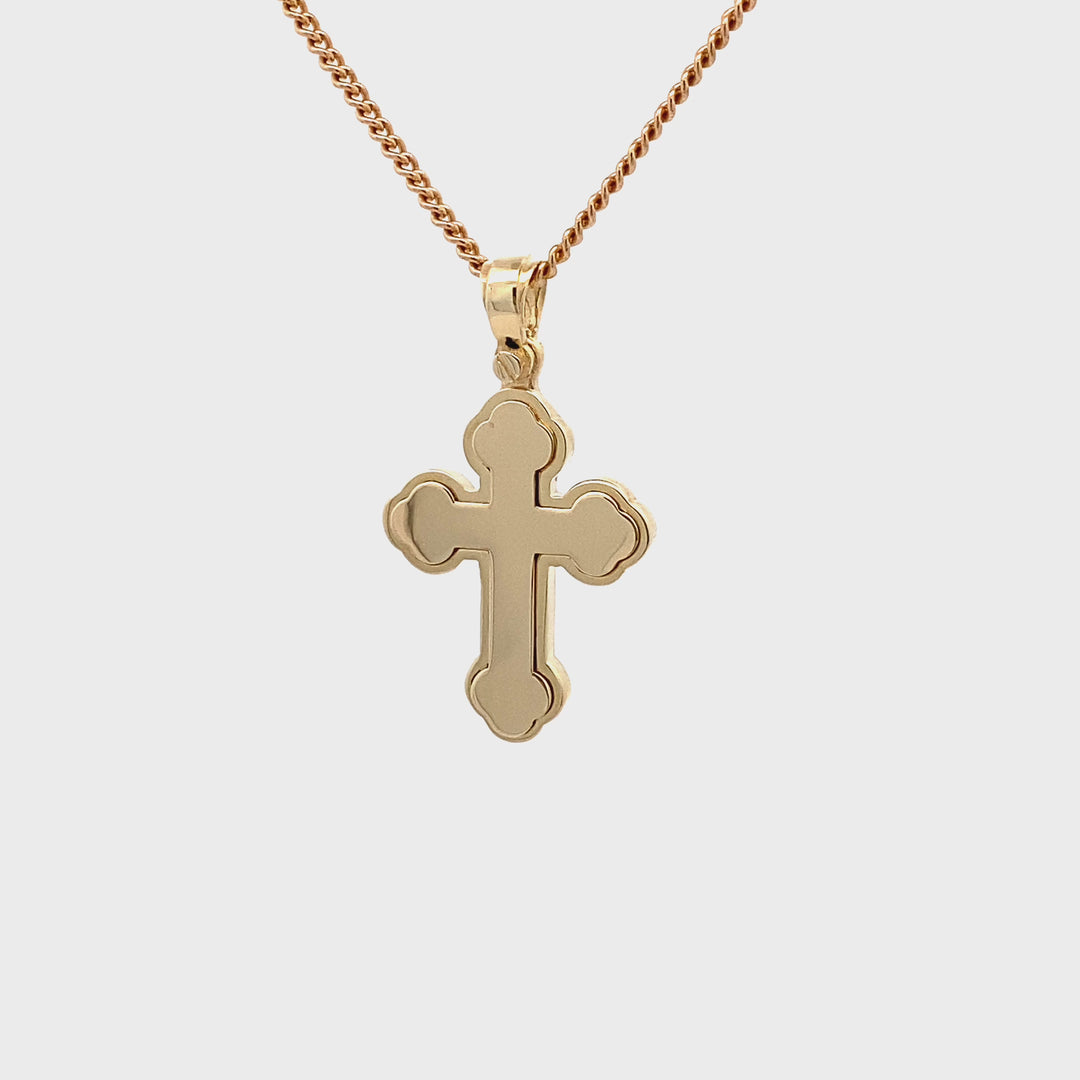 9ct Yellow Gold Layered Byzantine / Orthodox Cross