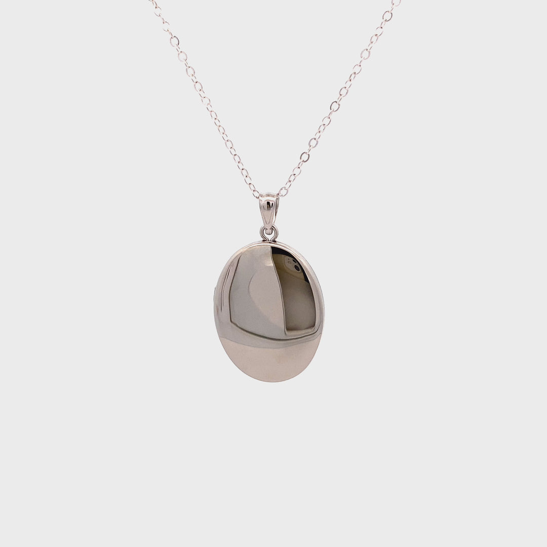 Sterling Silver Oval Memorial Pendant