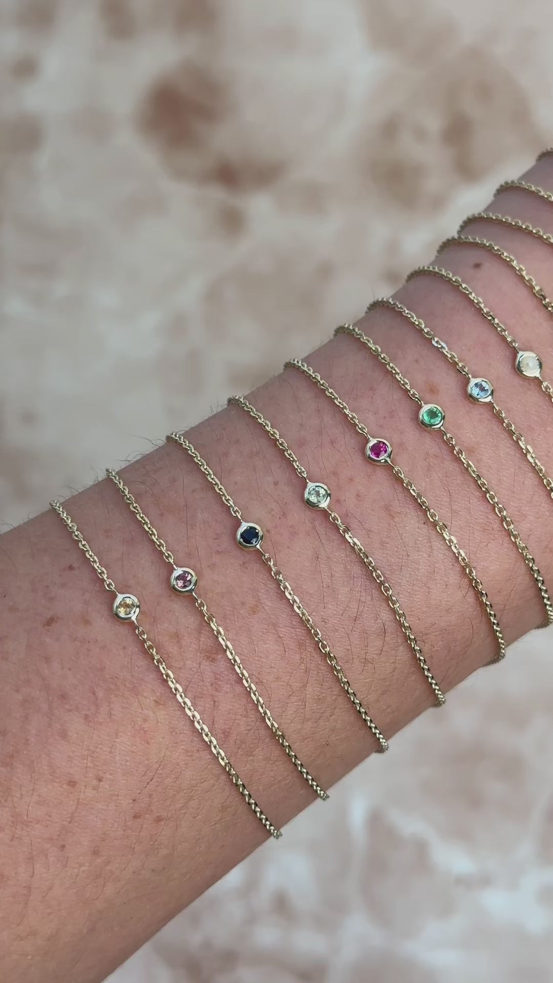9ct Yellow Gold Birthstone Bracelet – 12 Birthstones Available