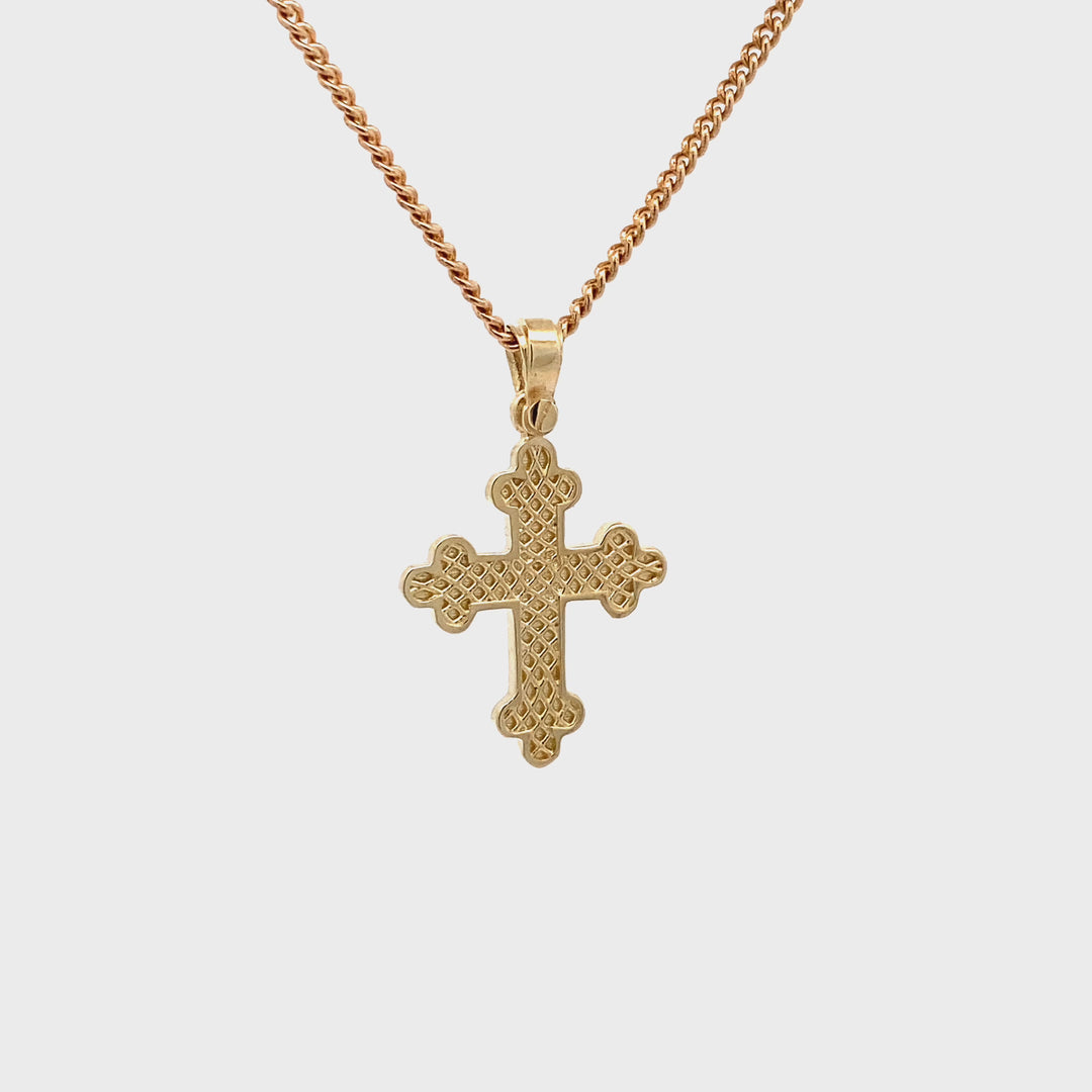 9ct Yellow Gold Textured Byzantine / Orthodox Cross