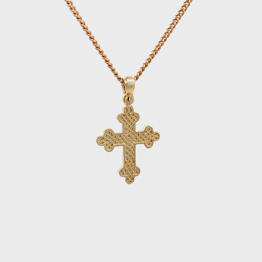 9ct Yellow Gold Textured Byzantine / Orthodox Cross